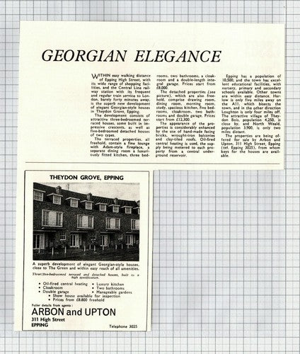 Theydon Grove Epping Essex Sale Advert - 1968 Cutting