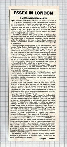 Edward Tuck Victorian Schoolmaster Ilford Essex -   1983 Clipping