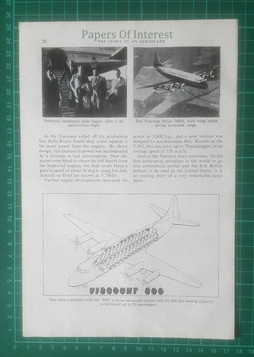 Vickers Viscount Aeroplane  - 1968 Article