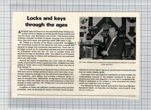 C7465) Mr Peter Phillips Master Locksmiths Association Essex - 1982 Cutting