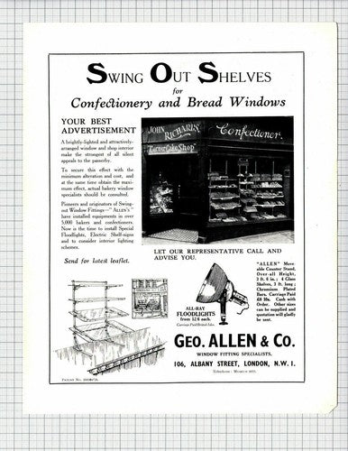 John Richards Confectioner George Allen & Co London  -  c.1920s Advert / Print