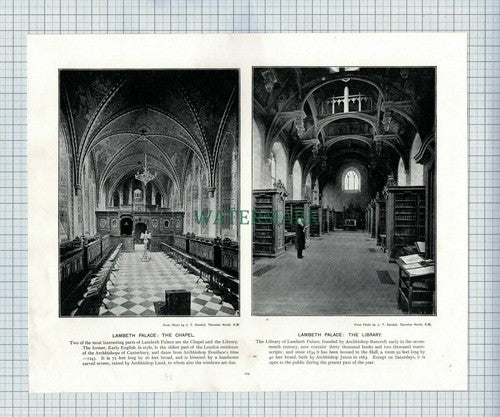 X1893) Queen Elizabeth's Lodge Chingford / Lambeth Palace  - c.1900 Book Print