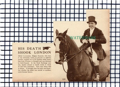 C7069) Alfred Lowenstein Belgian Financier Drowned - c.1939 Cutting