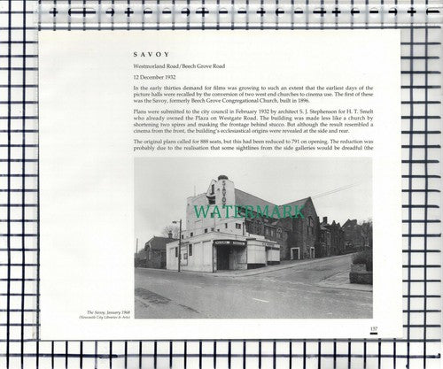 Savoy Cinema Westmorland Road Newcastle Beech Grove Church -  c.1990 Cutting