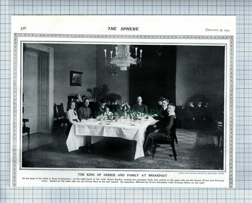 (6948) King Constantine Of Greece With Family  -  1913 Cutting