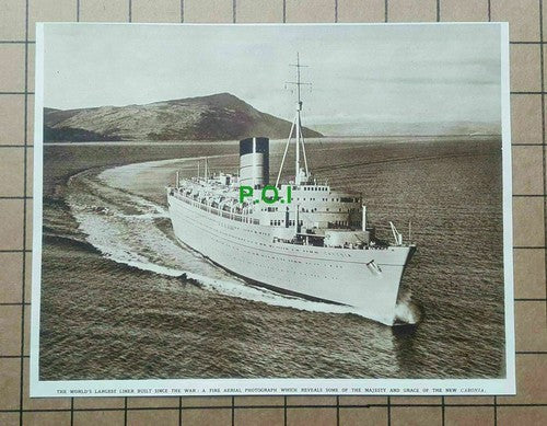 The CARONIA World's Largest Liner  - 1949 News Clipping