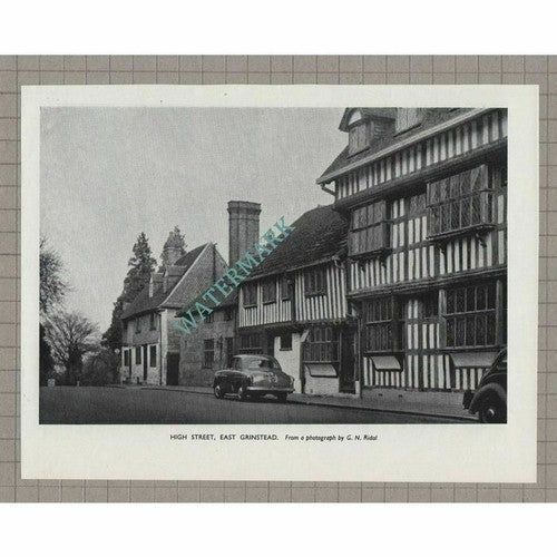 East Grinstead Sussex High Street GN Ridal - 1954 Cutting / Print