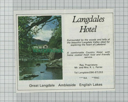(C439) Langdales Hotel Great Langdale Ambleside K L Farrar - 1979 Clip