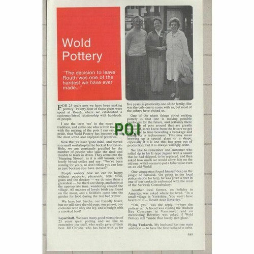 (C90) Wold Pottery Hutton Le Hole Dixon Jill Christie Routh   - 1979 Clip