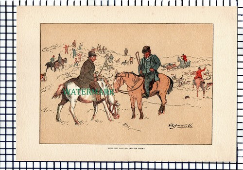 X1328) Fox Hunting OE Somerville - 1902 Antique Print