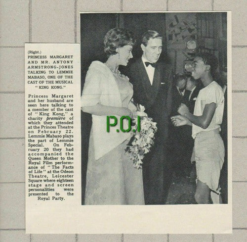 Lemmie Mabaso King Kong Princess Margaret Antony Armstrong Jones  -1961 Clipping