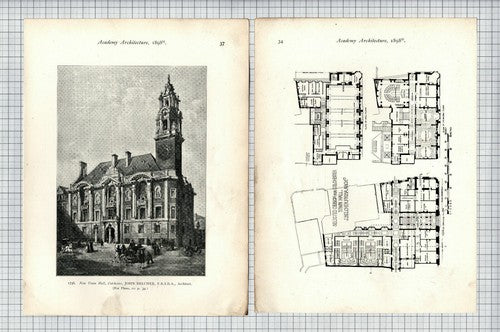 Colchester Essex Town Hall Architect John Belcher  - 1898 Book Prints