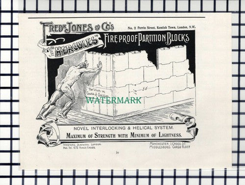 C7304) Frederick Jones & Co Kentish Town London Advert - 1903 Cutting