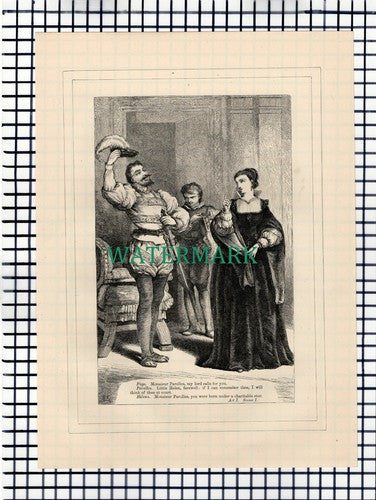 X1615) All's Well That Ends Well Parolles   - c.1880 Shakespeare Book Print