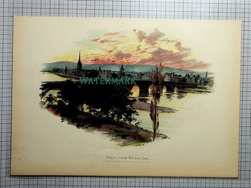 PERTH SCOTLAND  - c.1910 Antique Print