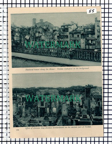 (55) Verdun France World War One Fort St Michel Meuse River - c.1918 Cutting