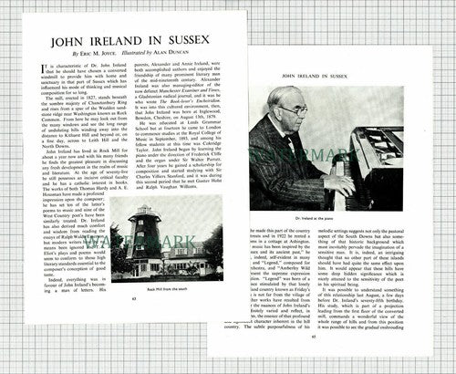 (6621) Dr John Ireland Composer Rock Mill Sussex Elgar  - 1955 Article