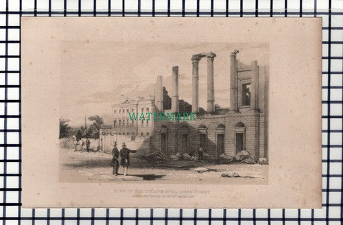 C7407) Ruins Of Theatre Royal Queen Street Glasgow - 1848 Cutting