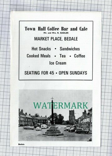 (C552) Town Hall Coffee Bar Market Place Bedale R Sadler  c.1960s Cutting