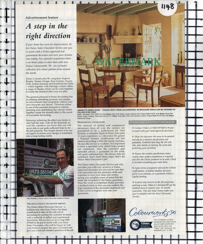 Paul Ricketts Essex Dulux Decorator ADVERT - 1996 Clipping
