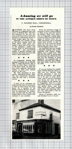 Wilfred Bull Antique Shop Market Hill Coggeshall Essex  - 1965 Cutting
