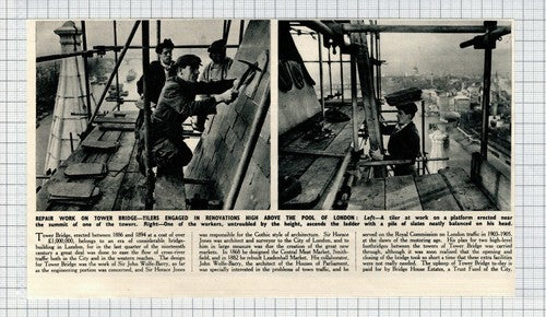 Tower Bridge London Repair Work Tilers  -  1950 Clipping