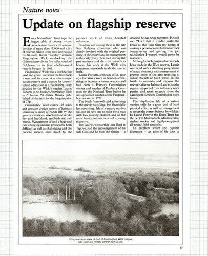 (5927) Fingringhoe Wick Nature Reserve Essex Laurie Forsyth -  1987 Article