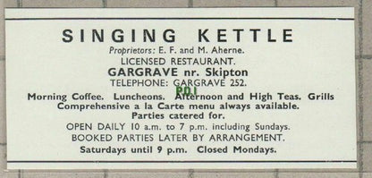 (C548) El Castillo Skipton / Singing Kettle Gargrave Aherne -  c.1960s Cutting
