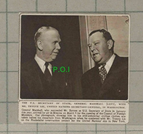 C2493) General Marshall With Mr Trygve Lie Washington USA - 1947 Clip
