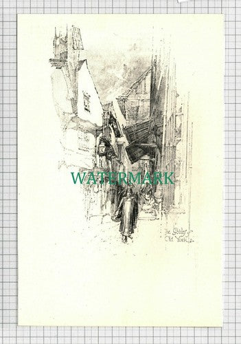 C3023) The Gables Of Old York - c.1902 Cutting