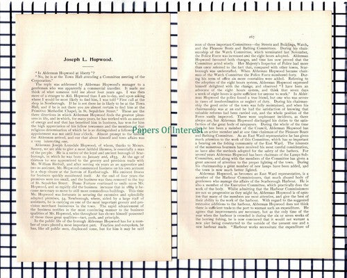 (6562) Alderman Joseph Lonsdale Hopwood Scarborough  - 1901 Article