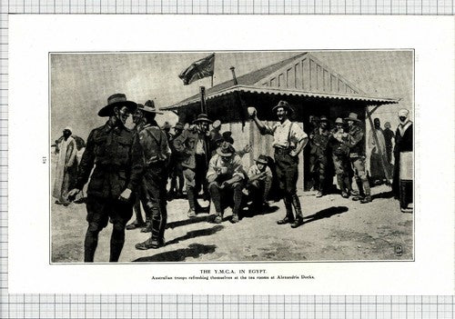 The YMCA In Egypt Australian Troops Alexandria Docks  WW1  - 1916 Cutting