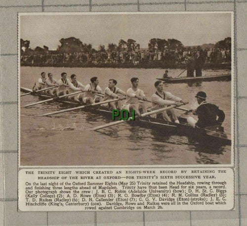 C1508) Trinity Eight Boat Race Oxford Bowlby Raikes Davidge - 1949 Clip