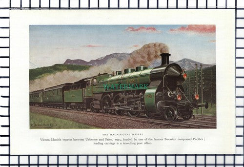 C6749) Maffei Vienna Munich Express Uebersee Pacific Engine Railway   1952 Print
