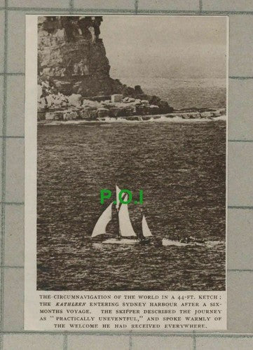 C2498) The KATHLEEN Ketch Entering Sydney Harbour After Voyage - 1948 Clip