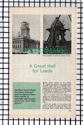 C7172) Leeds Town Hall -  1975 Small Article