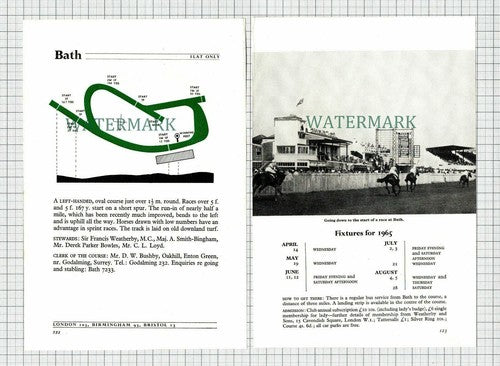 BATH Racecourse Race Course Horse Racing - 1965 2-Part Cutting