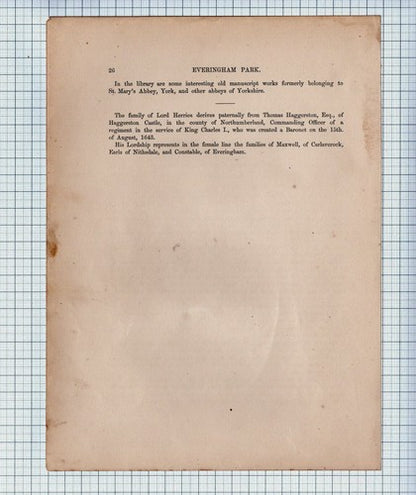 (6202) Everingham Park Market Weighton - c.1880 Article & Print - See condition!