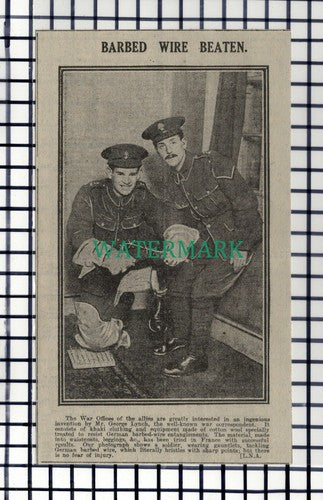 C7176) Mr George Lynch Barbed Wire Clothing World War One WW1  - 1916 Cutting