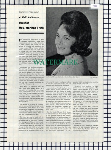 (7922) Mrs Marlena Frick Author Hull - 1965 Article