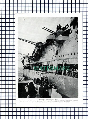 (7495) HMS Ark Royal Survivors WW2 Royal Navy  - c.1945 Cutting