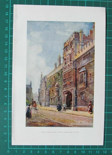 C4968) Brasenose College Oxford  - Different Scene On Each Side - c.1900 Clip