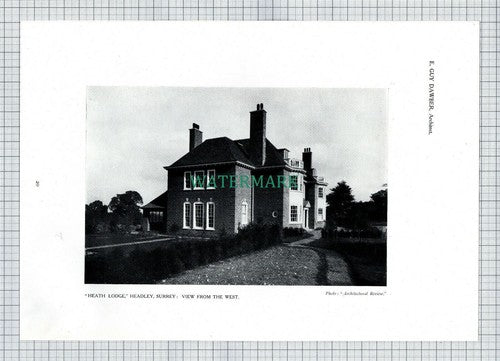 X1913) Heath Lodge Headley Surrey E Guy Dawber - 1911 Picture Article