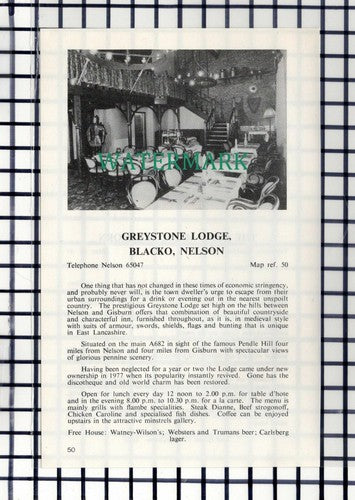 C7397) Greystone Lodge Blacko Nelson / Grey Mare Belthorn Lancs  1980s Cutting