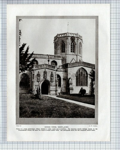 (5898) Church Tower North Curry Durston / Selworthy Cottage  c.1930s Book Print