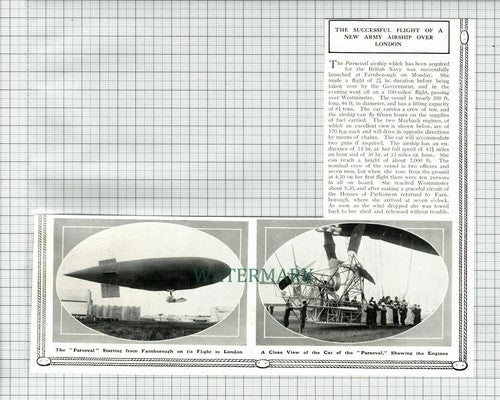 (6886) Airship PARSEVAL Launched At Farnborough  - 1913 Cutting