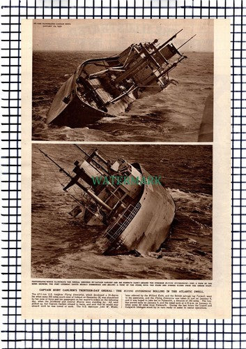 FLYING ENTERPRISE Ship Captain Kurt Carlsen  - 1952 Article