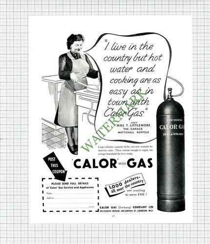 Mrs T Littlemore The Garage Mattishall  CALOR GAS  ADVERT - 1948 Advert