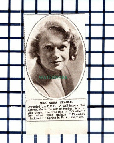 C6357) Miss Anna Neagle Actress CBE - 1952 Cutting