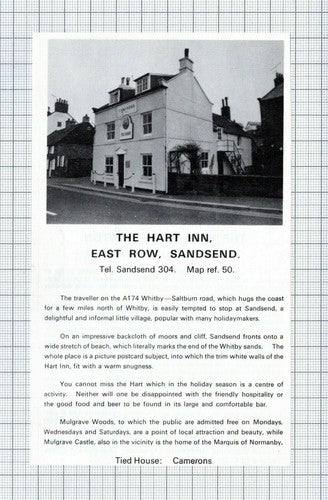 The Hare Inn Scawton / The Hart Inn Sandsend Yorkshire - c.1970s Small Advert